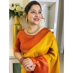 YAMUNE Woven Design Zari Art Silk Handloom Banarasi Saree image 5