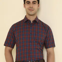 Allen Solly Tartan Checks Checked Spread Collar Slim Fit Formal Cotton Shirt-picture-36