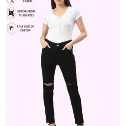 Mevan Women Regular Fit Mid-Rise Highly Distressed Stretchable Jeans image 4