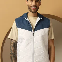 Christy World Men Hooded Colourblocked Gilet Jacket-picture-16