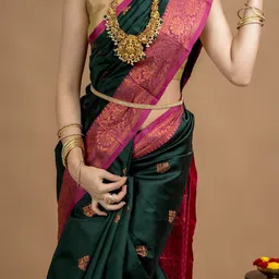 HELLA FASHIONS Ethnic Motifs Woven Design Zari Saree image 4