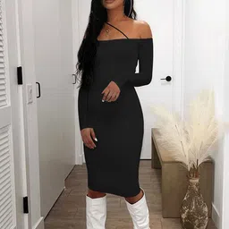 StyleCast Women Off-Shoulder Long Sleeves Bodycon Knee Length Dress-image-46