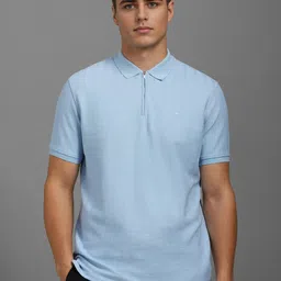 Louis Philippe Men Self Design Polo Collar Cotton Slim Fit T-shirt-picture-33