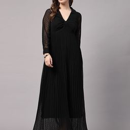 aayu Women Tie-Ups Accordion Pleats Fit & Flare Maxi Dress-picture-42