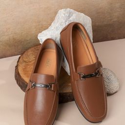 ID Men Textured Slip-On Horsebit Loafers-picture-12