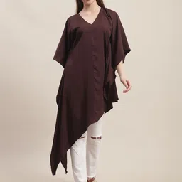 CORSICA Women Kimono Sleeves Crepe Kaftan Kurta-image-45