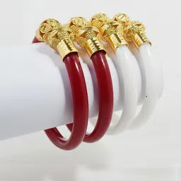Sattik Set Of 4 Multicoloured Brass Bangles image 3