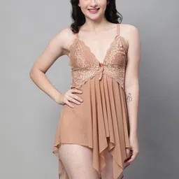 new blue eyes Shoulder Straps Baby Doll with Asymmetric Hem-image-60