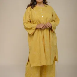 THE INDIAN ETHNIC CO Printed Cotton Round Neck Tunic With Palazzo Anti-Fit Co-Ords-picture-20