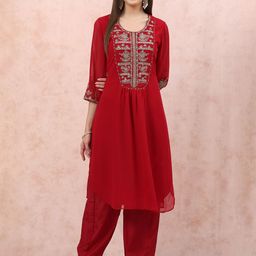 Rangriti Women Embroidered Regular Kurta with Palazzos-picture-31