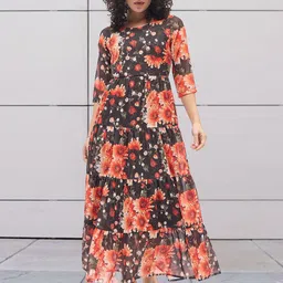 DressBerry Floral Print Georgette A-Line Maxi Dress-picture-17