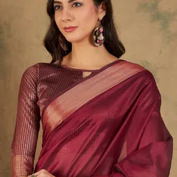 DWIJA FASHION Woven Design Zari Kanjeevaram Saree With Contrast Border image 4