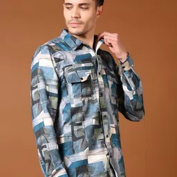 V-Mart Men Spread Collar Abstract Printed Cotton Casual Shirt image 5