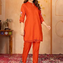 BAPS Embroidered Pure Cotton Tunic & Trousers Co-ords image 5