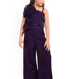 Tiny Kingdom Girls Sleeveless Flower Broach Designed Top and Palazzo with Hairband-picture-29