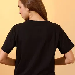 Globus Round Neck Short Sleeves Typography Print Oversized Crop T-Shirt image 2