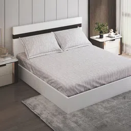 Home Centre White Geometric 144 TC King Bedsheet with 2 Pillow Covers-picture-20