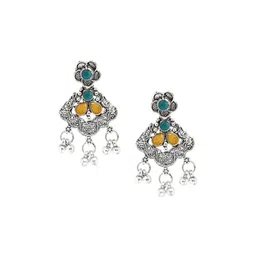 PUJVI Stone Studded & Beaded Oxidised Jewellery Set image 3