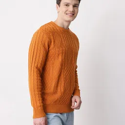 Mast & Harbour Geometric Self Design Cable Knit Pullover image 2
