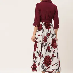 mast & harbour Women Fit and Flare Maroon Maxi/Full Length Dress image 2