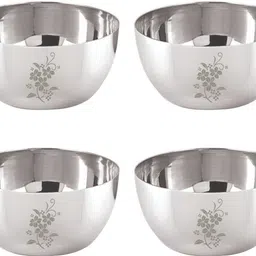 neelam Stainless Steel Vegetable Bowl Stainless Steel 5 18G Laser Etching JK Vati, 150 ml , Silver, Set of 4-picture-25