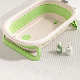 GUCHIGU Kids Green & Off White Anti-Slip Foldable Bath Chair & Suction Base Bath Tub-picture-20