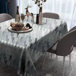 Aura Grey Geometric Printed 6-Seater Table Cover image 3
