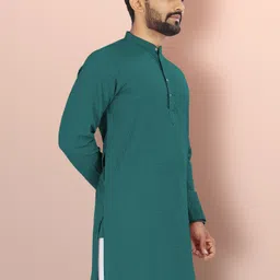 vebnor Men Solid Art Silk Straight Kurta image 5