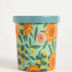 Chumbak Green & Orange Printed Marigold Soy Wax Jar Candle image 2