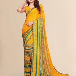Moda Rapido Striped Saree With Blouse Piece-picture-18