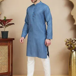 anouk mirage Anouk Rustic Woven Design Mandarin Collar Straight Kurta With Pyjamas image 4