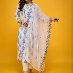 Moda Rapido Women White Cotton Silk Kurta Sets-picture-20