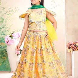 Sangria Girls Printed Lehenga & Blouse With Dupatta-picture-11