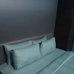 Oyvu Teal Striped 300 TC King Bedsheet with 2 Pillow Covers image 4