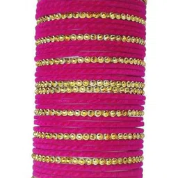 poshing Set Of 34 Magenta Glass Artificial Stones Bangle-image-47