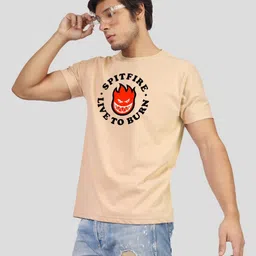 Greylongg Men Printed Applique T-shirt-image-95