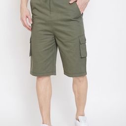Hypernation Men Solid Mid-Rise Cargo Shorts-picture-48