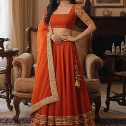 DREAM EXPORTER Embroidered Ready to Wear Lehenga & Blouse With Dupatta-picture-10