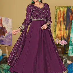 KALINI Embroidered Semi-Stitched Dress Material-image-49