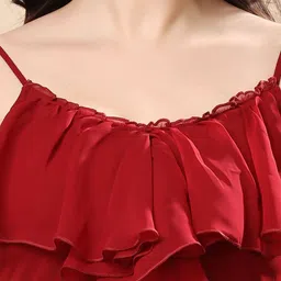 R.Code by The Roadster Life Co. Women Shoulder Straps Ruffled Georgette Maxi Dress image 4