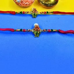 MANSIYAORANGE Set Of 2 AD Stones Studded & Beaded Cotton Thread Rakhi-picture-34