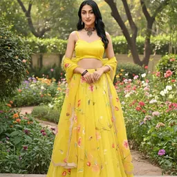 heny creation Digital Print Semi Stitched Lehenga & Crop Top image 5