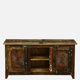 bohemiana from pepperfry Norfolk Recycled Wood TV Unit In Distress Finish image 5