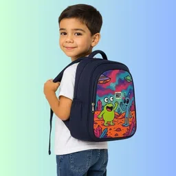 mosu Durable Lightweight Kids Bag – Cartoon Alien Print School Backpack Waterproof School Bag-picture-13