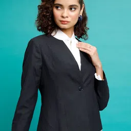 tokyo talkies Women Solid Single Breasted Casual Blazer image 5