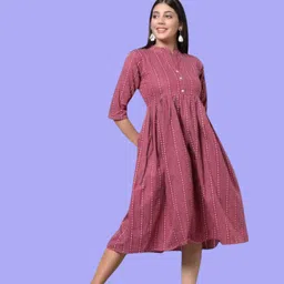 kfashionbh Women A-line Maroon Maxi/Full Length Dress image 1