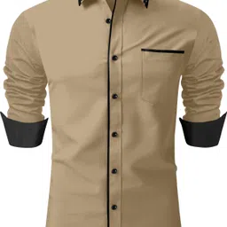 laxbon Men Regular Fit Solid Slim Collar Casual Shirt image 2