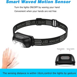 mohak Motion Sensor Headlamp LED Rechargeable Head Torch Flash Light LED Headlamp image 4