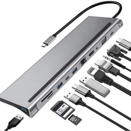 LipiWorld USB C Hub,11 in 1 Type C to 4K HDMI Multiport Adapter Hub with RJ45 Ethernet Port USB C Hub,11 in 1 Type C to 4K HDMI Multiport Adapter Hub with RJ45 Ethernet Port USB Hub-picture-19