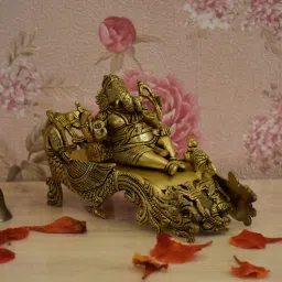 Antique Brass Lord Ganesha on a Peacock Chariot By rhapsodically Made-picture-10